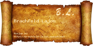 Brachfeld Lajos névjegykártya